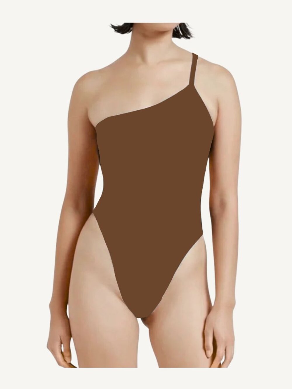 NWT MYRA SWIM Cedar Brown 'Benita' Swim One Piece with Asymmetrical Back XS